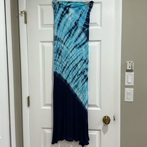 Tie Dye Blue Maxi Skirt